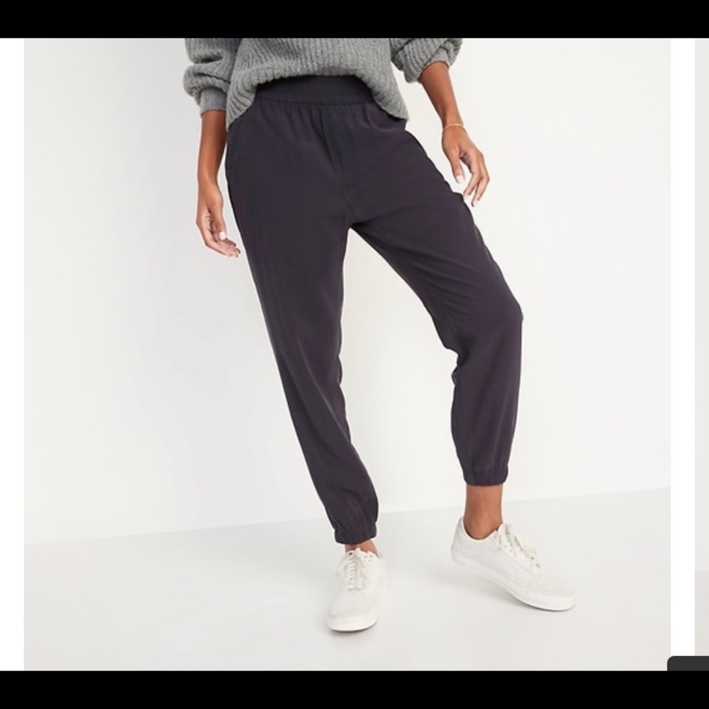 high waisted twill joggers